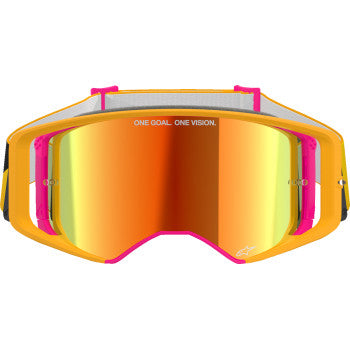 ALPINESTARS Goggles Supertech Goggles - Corp - Yellow/Pink - ABS Vision - Red Mirror 5100325-5023