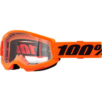 100% Strata 2 Goggles - Neon Orange - Clear 50027-00015