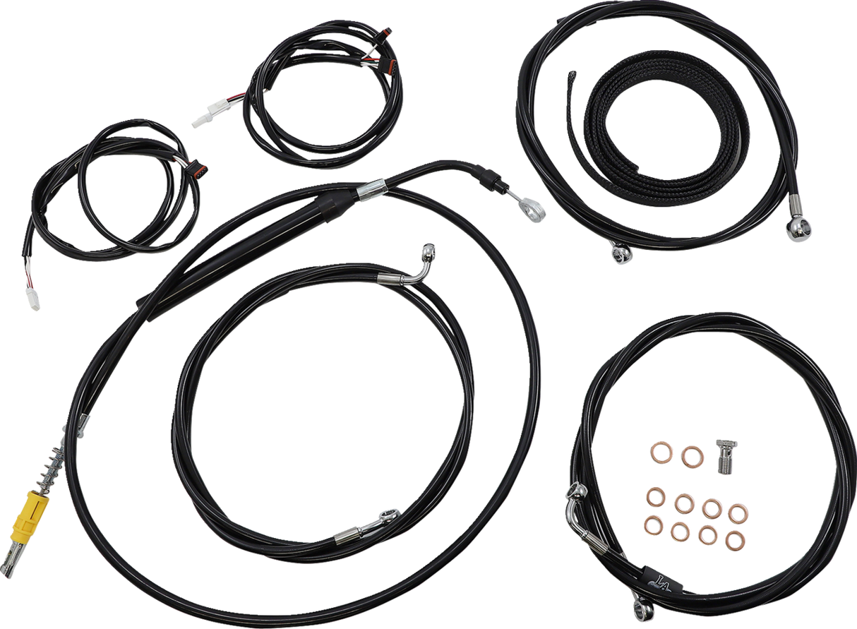 LA CHOPPERS Cable Kit - 18" - 20" Ape Hanger Handlebars - ABS - Black LA-8056KT3-19B