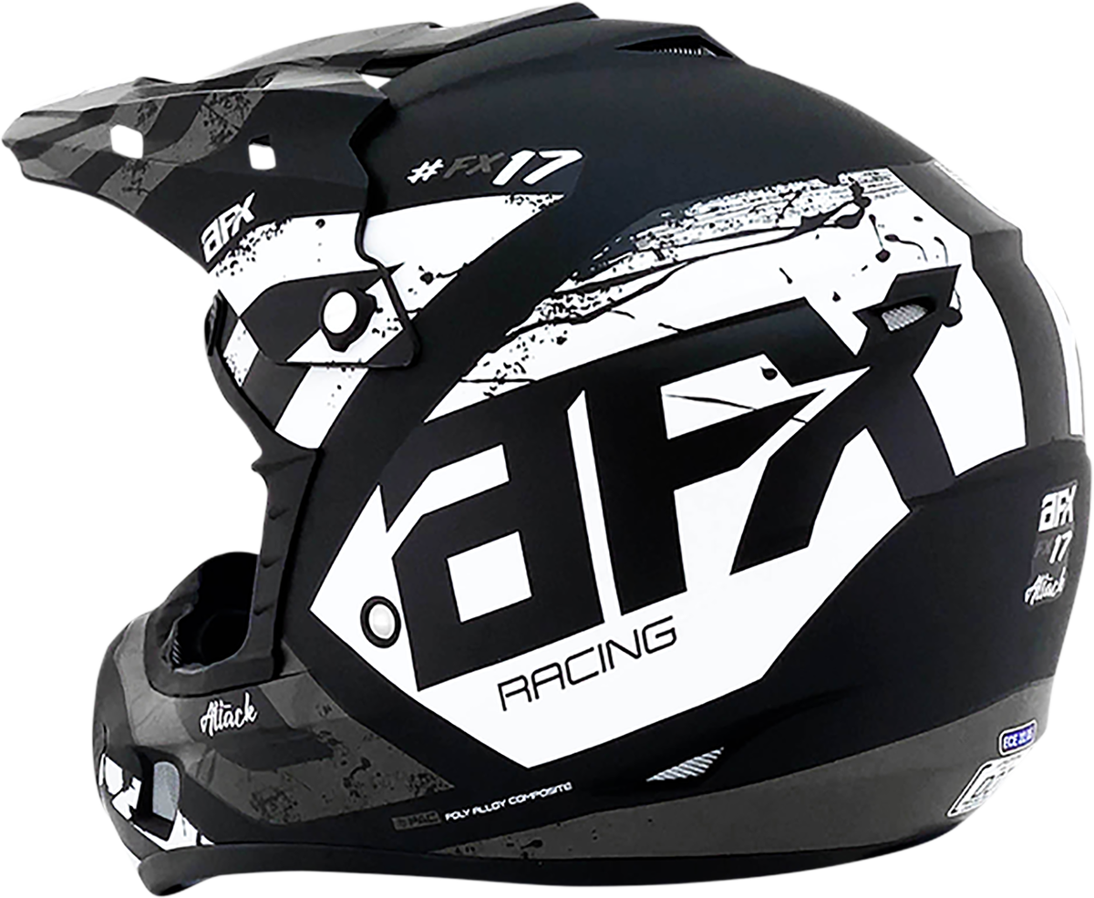 AFX FX-17 Motorcycle Helmet - Attack - Matte Black/Silver - Large 0110-7145