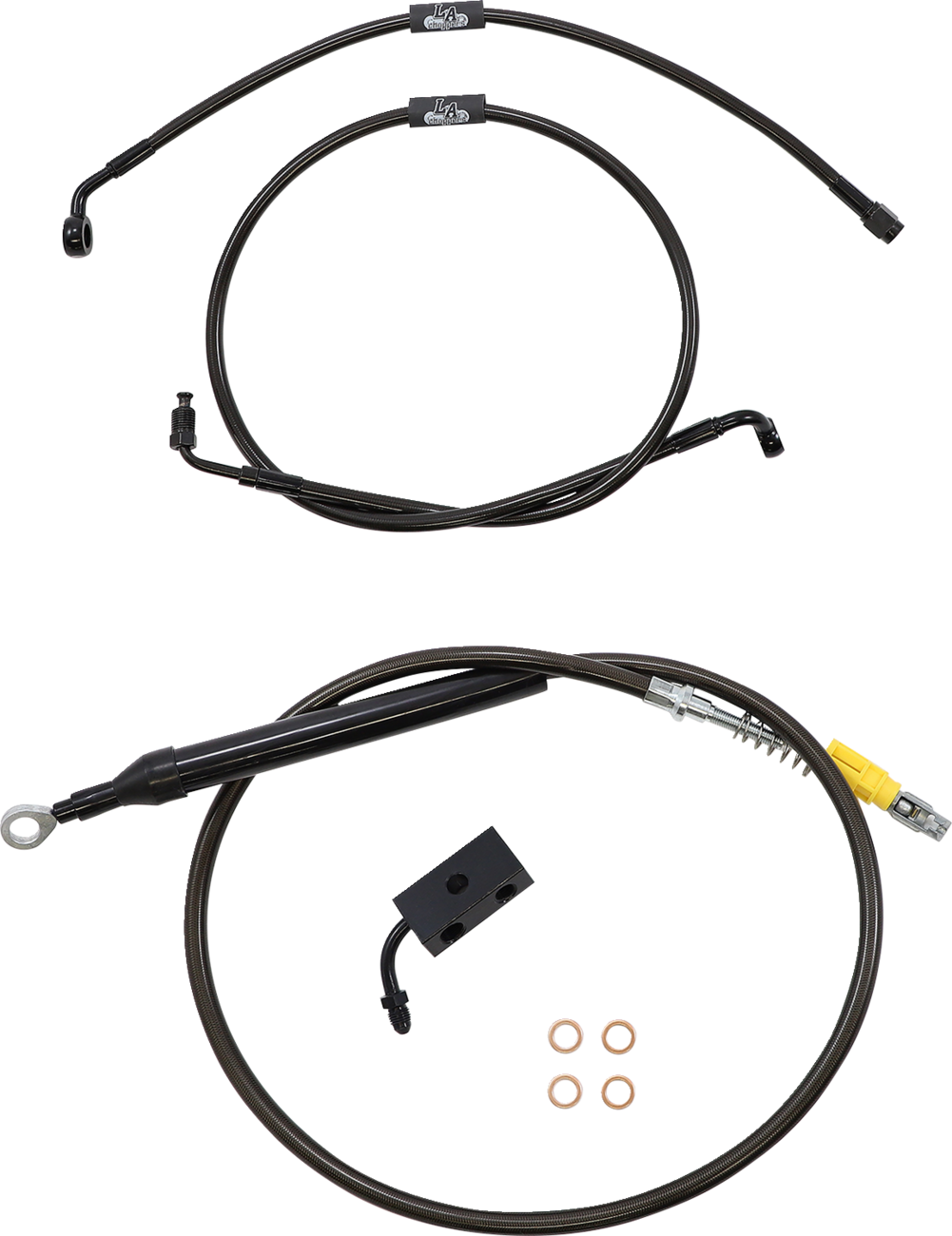 LA CHOPPERS Handlebar Cable/Brake Line Kit - 15" - 17" Ape Hanger Handlebars - Midnight LA-8155KT-16M