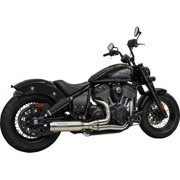 BASSANI XHAUST 2-into-1 Exhaust System with Super Bike Muffler - Stainless Steel - Black for Indian Super Chief 2022-2023 8H12SS