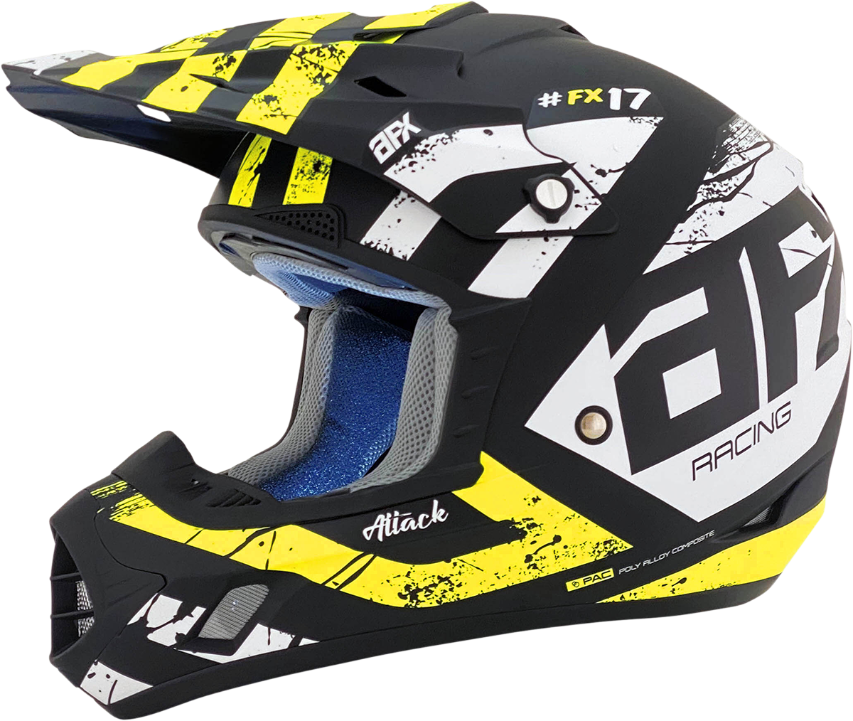 AFX FX-17 Motorcycle Helmet - Attack - Matte Black/Hi-Vis Yellow - Small 0110-7173