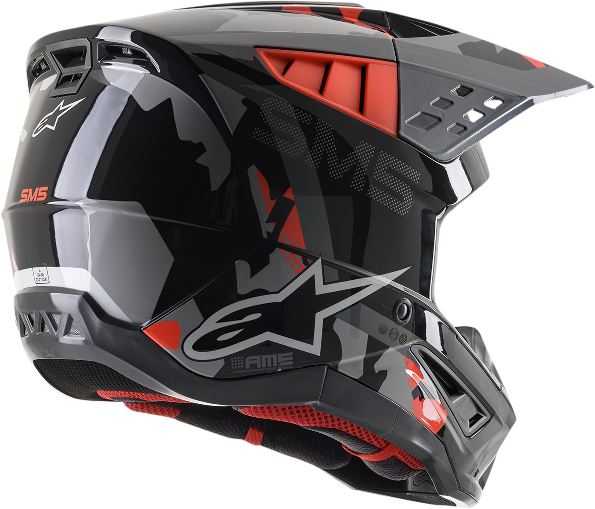 ALPINESTARS SM5 Motorcycle Helmet - Rover - Gray/Red - Small 8303921-1392-SM