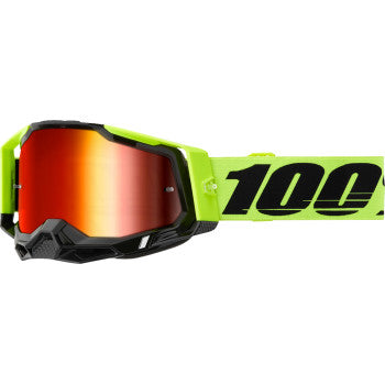 100% Racecraft 2 Goggles - Neon Yellow - Red Mirror 50010-00037