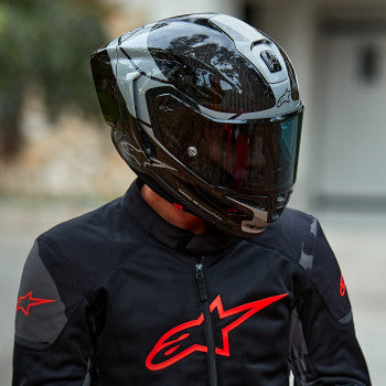 ALPINESTARS Supertech R10 Motorcycle Helmet - Element - Carbon/Silver/Black - Large 8200324-1368-L