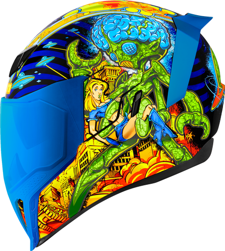 OPEN BOX NEW I ICON Airflite™ Motorcycle Helmet - Bugoid Blitz - Blue - Medium 0101-15548