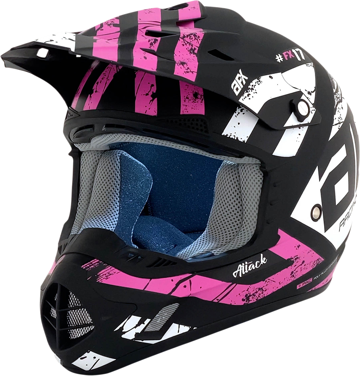 AFX FX-17 Motorcycle Helmet - Attack - Matte Black/Fuchsia - Large 0110-7169