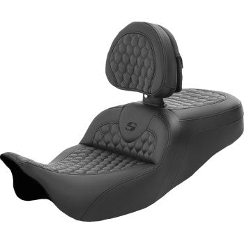 SADDLEMEN RoadSofa™ Seat - Honeycomb - with Backrest - FL '08-'23 808-07B-189BR