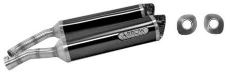 Arrow Yamaha R1 2007-2008 Homologated Aluminium Dark Rh+Lh Thunder Silencers With Carbon End Cap 71719akn