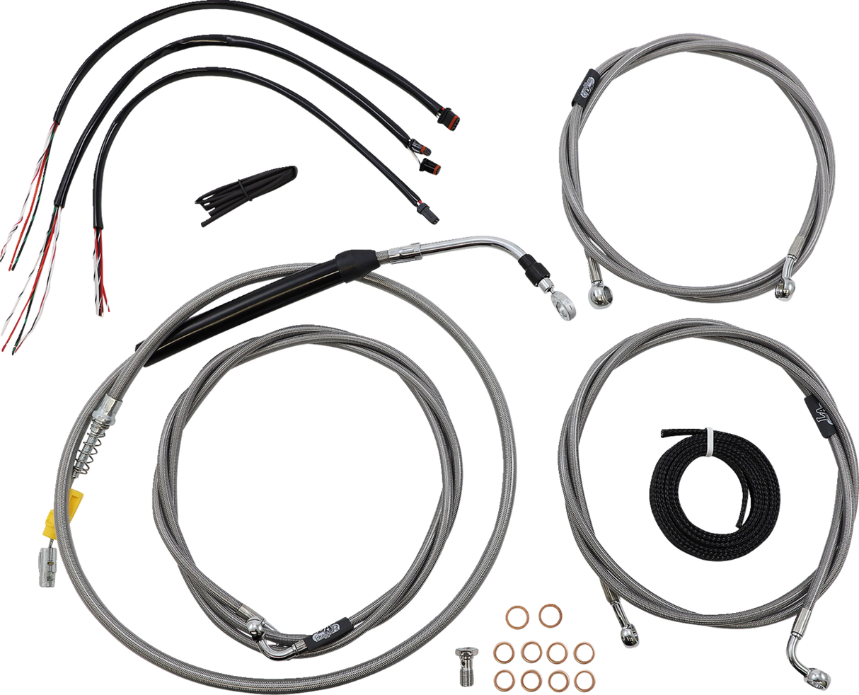 LA CHOPPERS Handlebar Cable/Brake Line Kit - Complete - 12" - 14" Ape Hanger Handlebars - Stainless LA-8056KT2-13