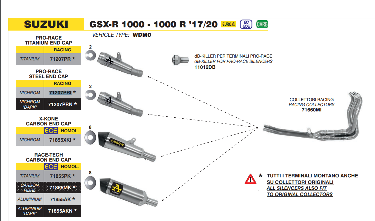 Arrow PRO RACE RACING Db-Killer ø 68 mm. / ø 35 mm 11012DB