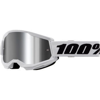 100% Strata 2 Goggles - White - Silver Mirror 50028-00019