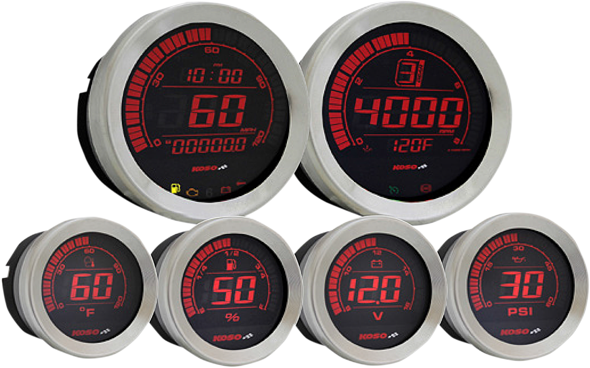 KOSO NORTH AMERICA Universal 6-Piece Gauge Kit - Silver for Harley BA050901