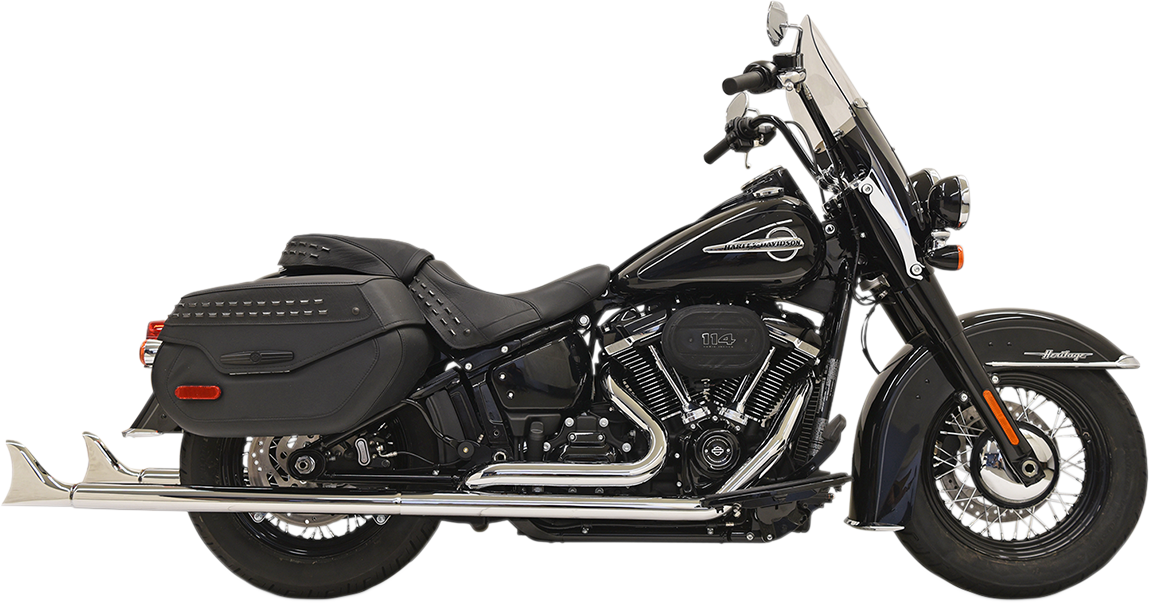 BASSANI XHAUST Chrome True Duals 36" in. 2-1/4" Fishtail Mufflers With Baffles for 2018-2020 Softail 1S96E-36 1800-2377
