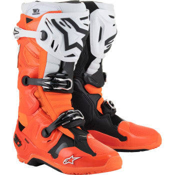 ALPINESTARS Tech 10 Enduro Boots - Fluorescent Orange/Black/White - US 9 2010025-4512-9