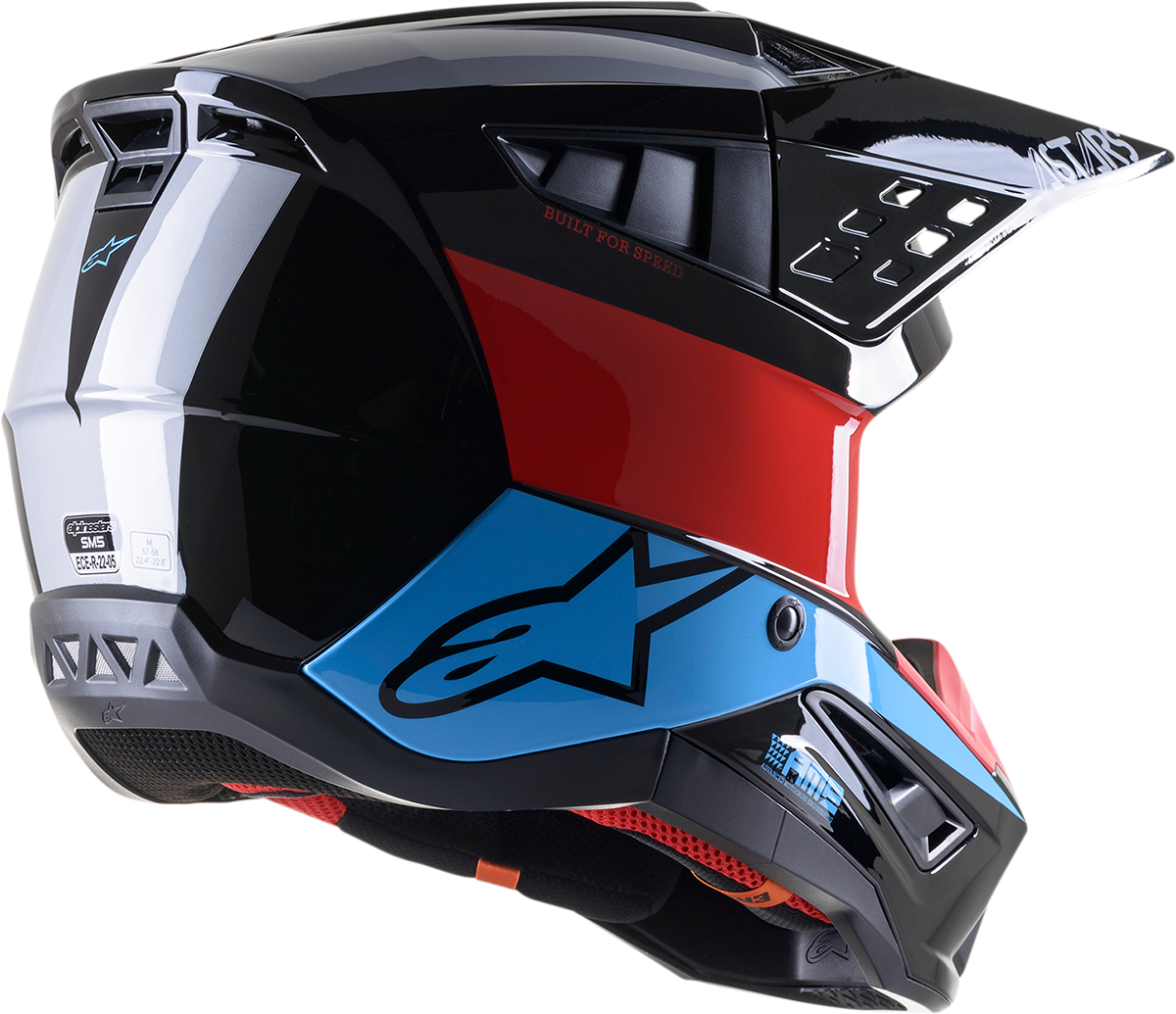 ALPINESTARS SM5 Motorcycle Helmet - Bond - Black/Red/Cyan - 2XL 8303522-1377-2X