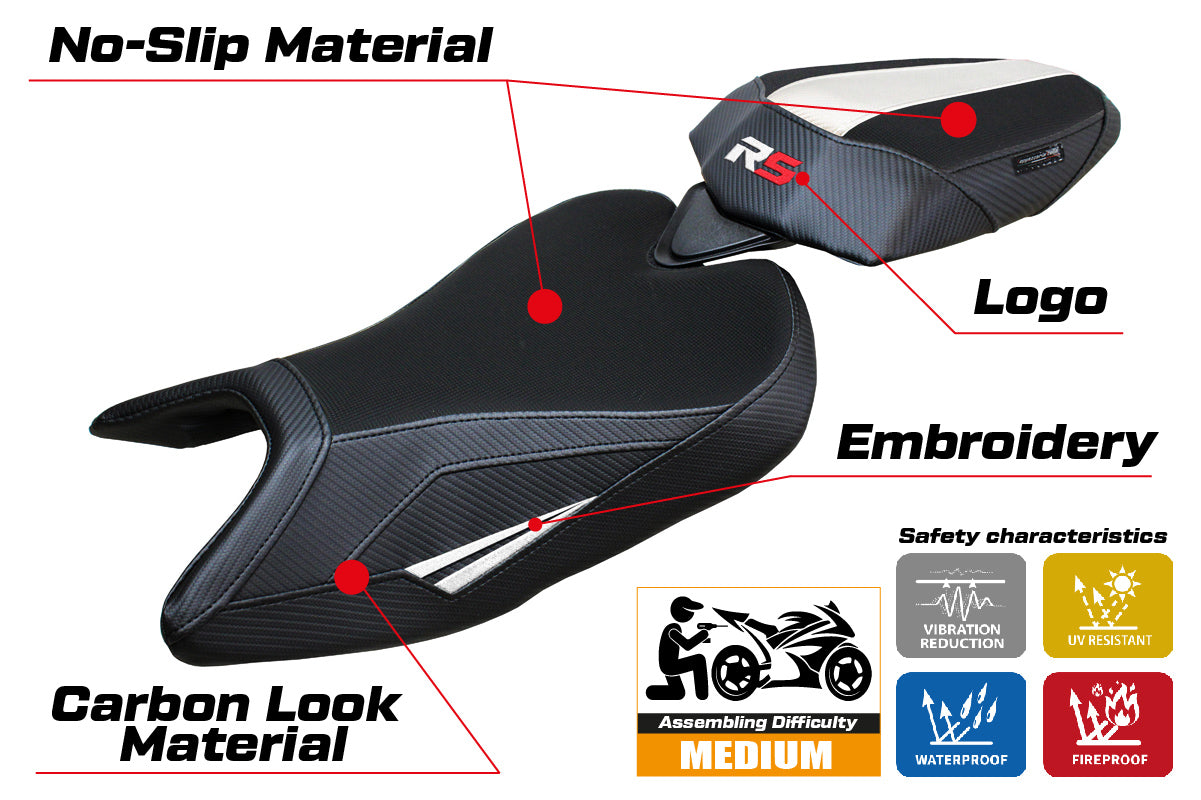 Aprilia RS 457 2023-2025 Seat Cover Tappezzeria Italia in White and Black