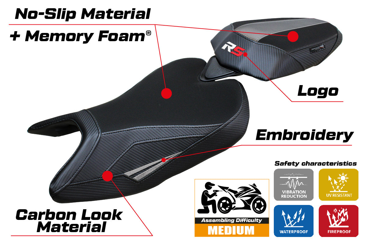 Aprilia RS 457 2023-2025 Seat Cover Tappezzeria Italia Comfort in Grey and Black