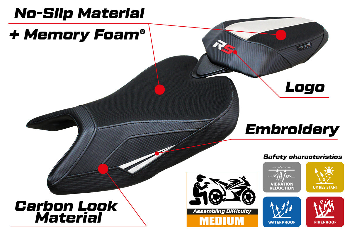 Aprilia RS 457 2023-2025 Seat Cover Tappezzeria Italia Comfort in White and Black