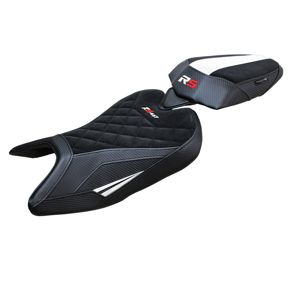 Aprilia RS 457 2023-2025 Seat Cover Tappezzeria Italia in White Black SE Diamond Stitch