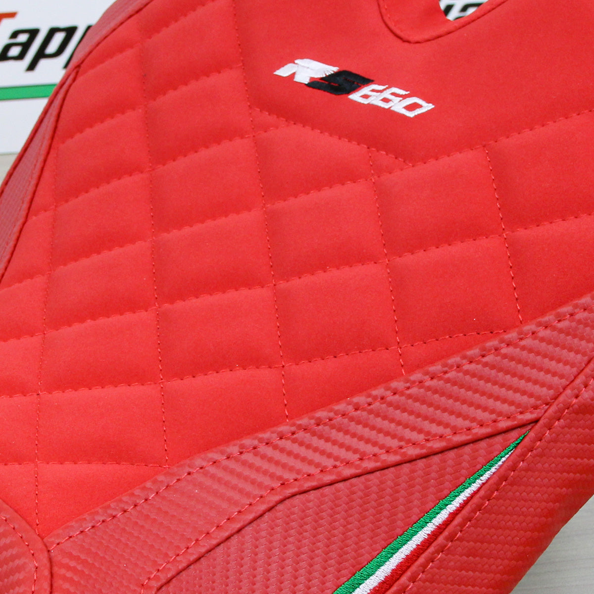 Aprilia RS 660 2021-2025 Seat Cover Tappezzeria Italia Velvet in Red Diamond Stitch