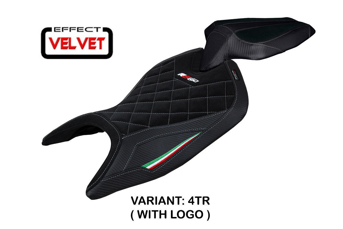Aprilia RS 660 2021-2025 Seat Cover Tappezzeria Italia Velvet in Black Diamond Stitch