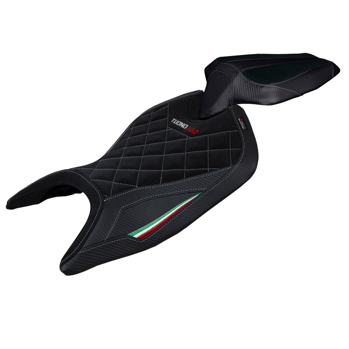 Aprilia Tuono 660 2021-2024 Seat Cover Tappezzeria Italia Velvet in Italy Flag Black