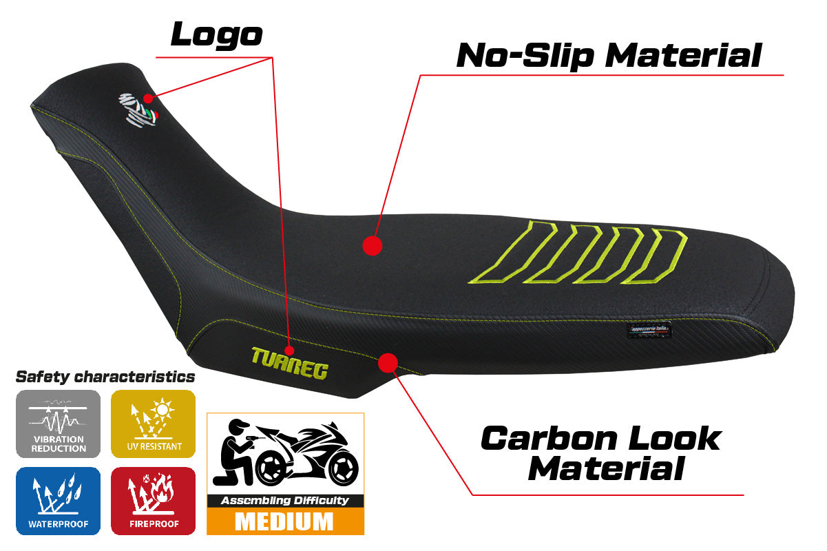 Aprilia Tuareg 660 2021-2025 Seat Cover Tappezzeria Italia Ultragrip in Yellow and Black