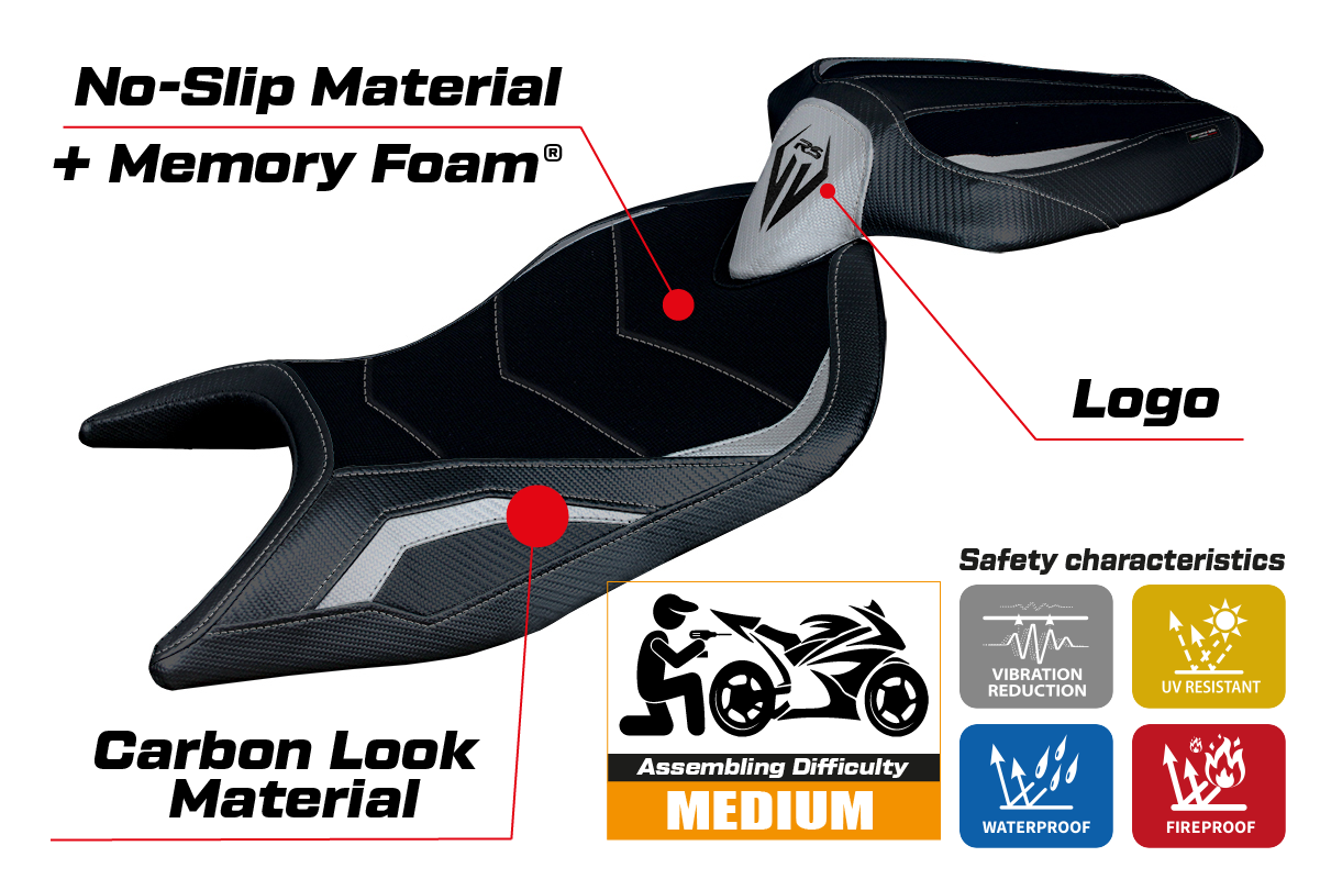 Aprilia RS 660 2021-2025 Seat Cover Tappezzeria Italia Comfort in Silver and Black