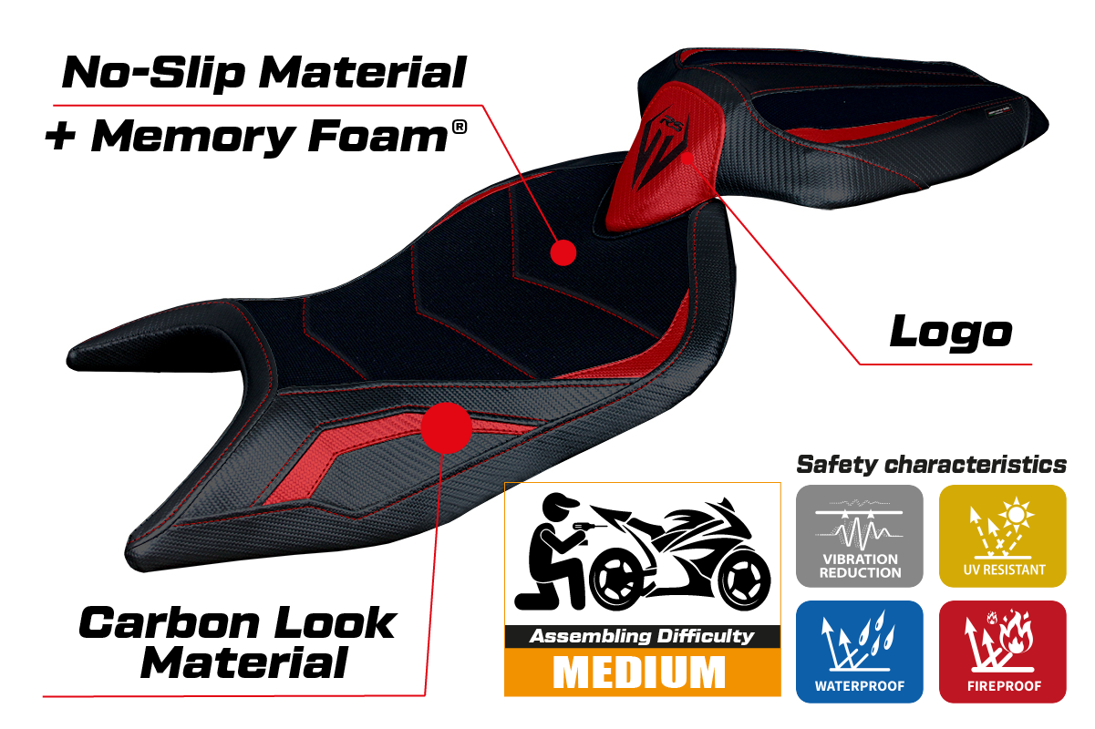 Aprilia RS 660 2021-2025 Seat Cover Tappezzeria Italia Comfort in Red and Black