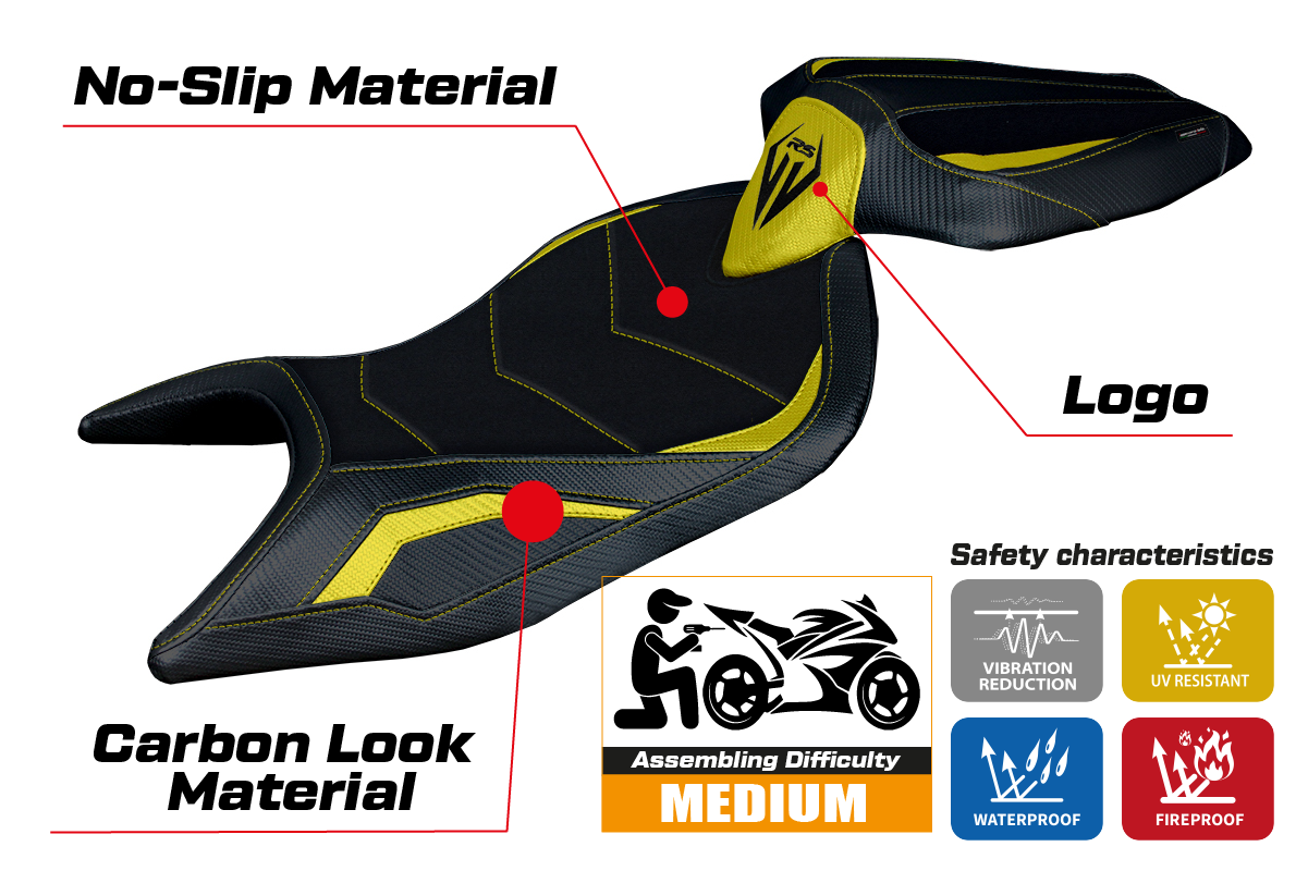 Aprilia RS 660 2021-2025 Seat Cover Tappezzeria Italia Ultragrip in Yellow and Black
