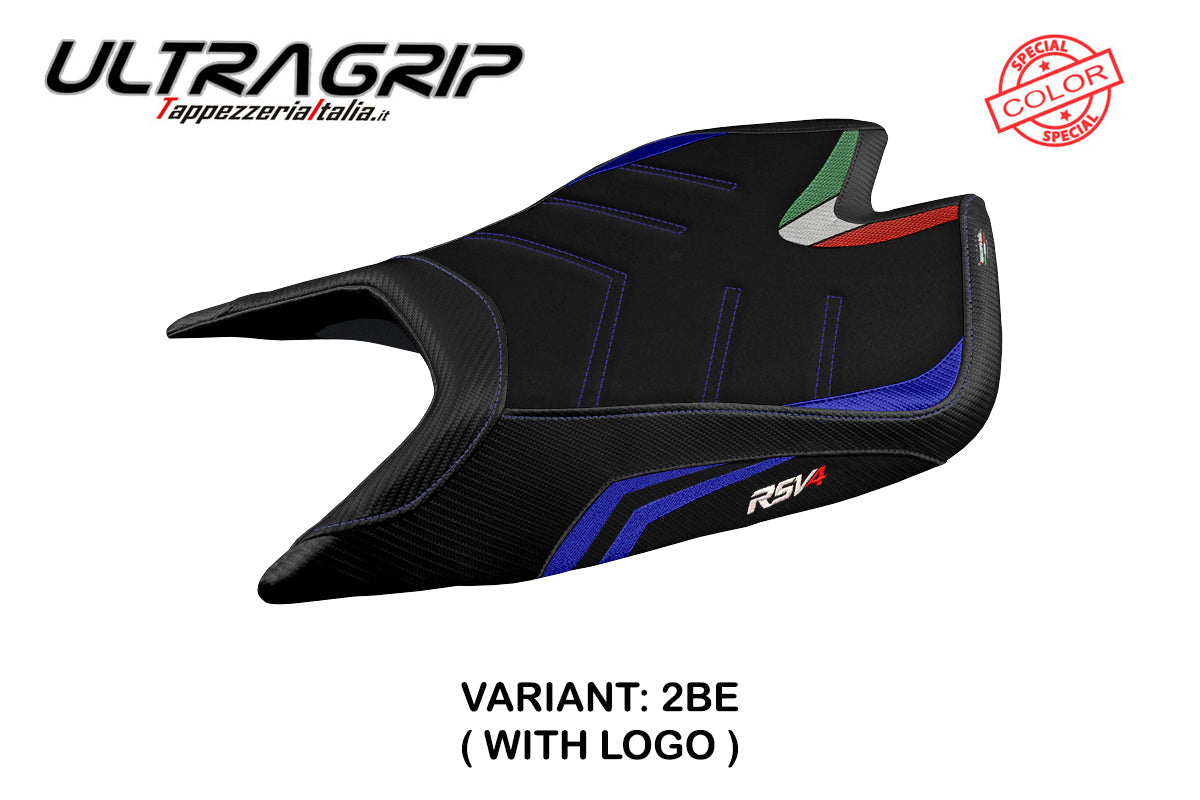 Aprilia RSV4 2021-2025 Seat Cover Tappezzeria Italia Ultragrip in Blue and Black