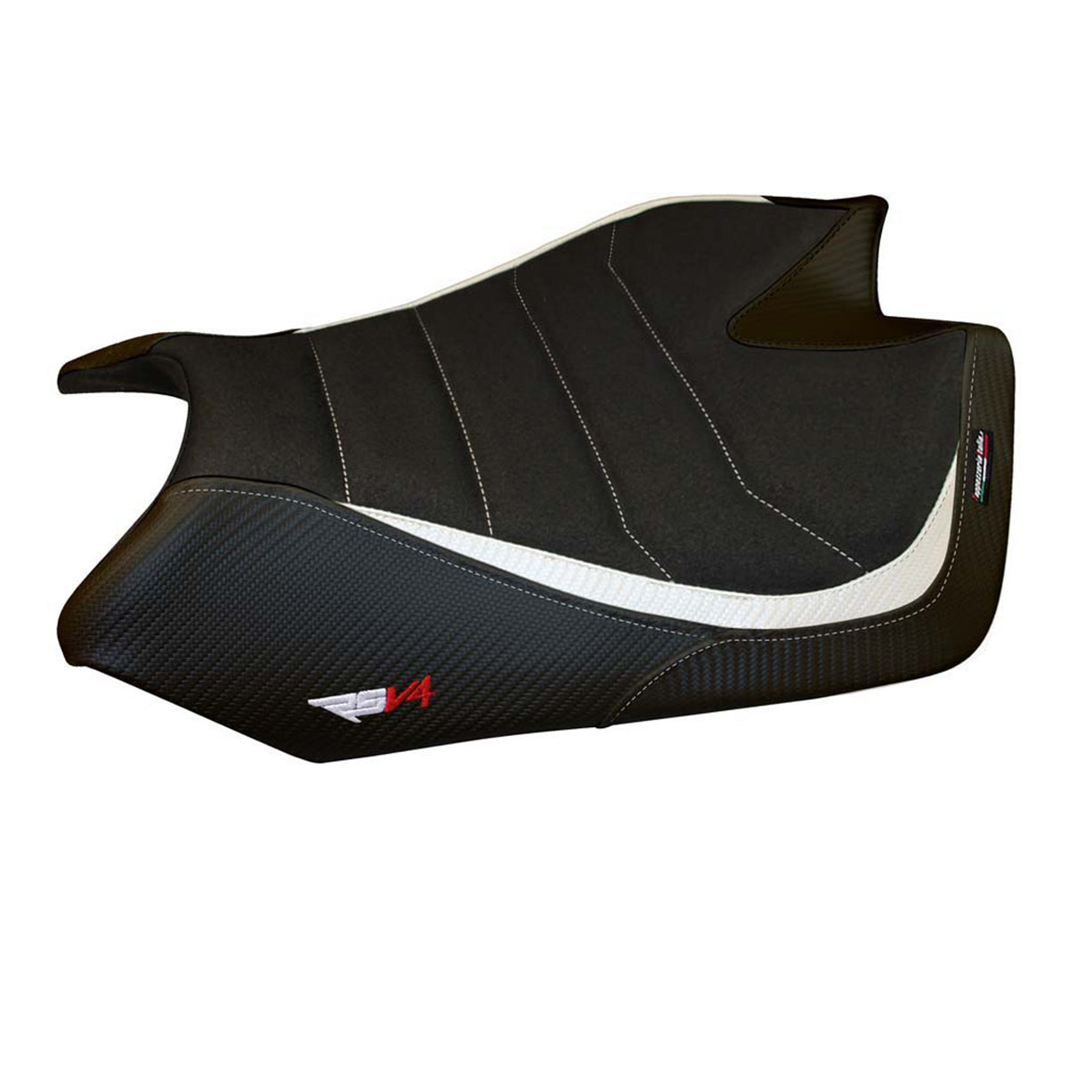 Aprilia RSV4 2009-2020 Seat Cover Tappezzeria Italia Ultragrip in White and Black
