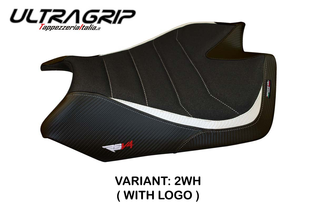 Aprilia RSV4 2009-2020 Seat Cover Tappezzeria Italia Ultragrip in White and Black
