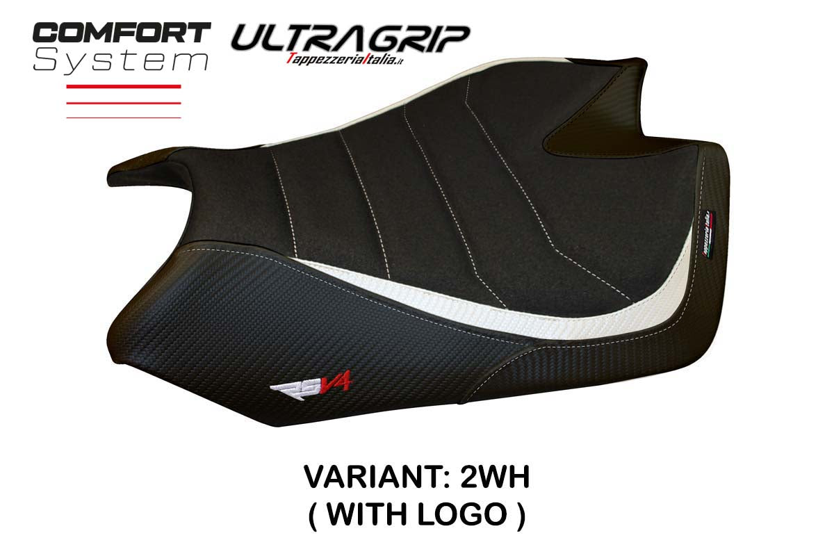 Aprilia RSV4 2009-2020 Seat Cover Tappezzeria Italia Comfort Ultragrip in White and Black