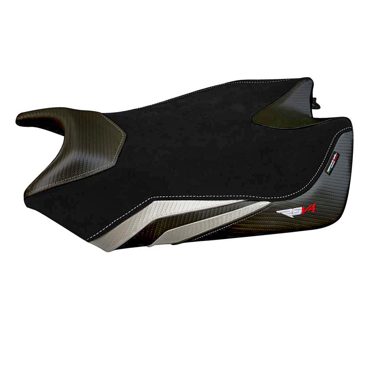 Aprilia RSV4 2009-2020 Seat Cover Tappezzeria Italia Velvet in White and Black