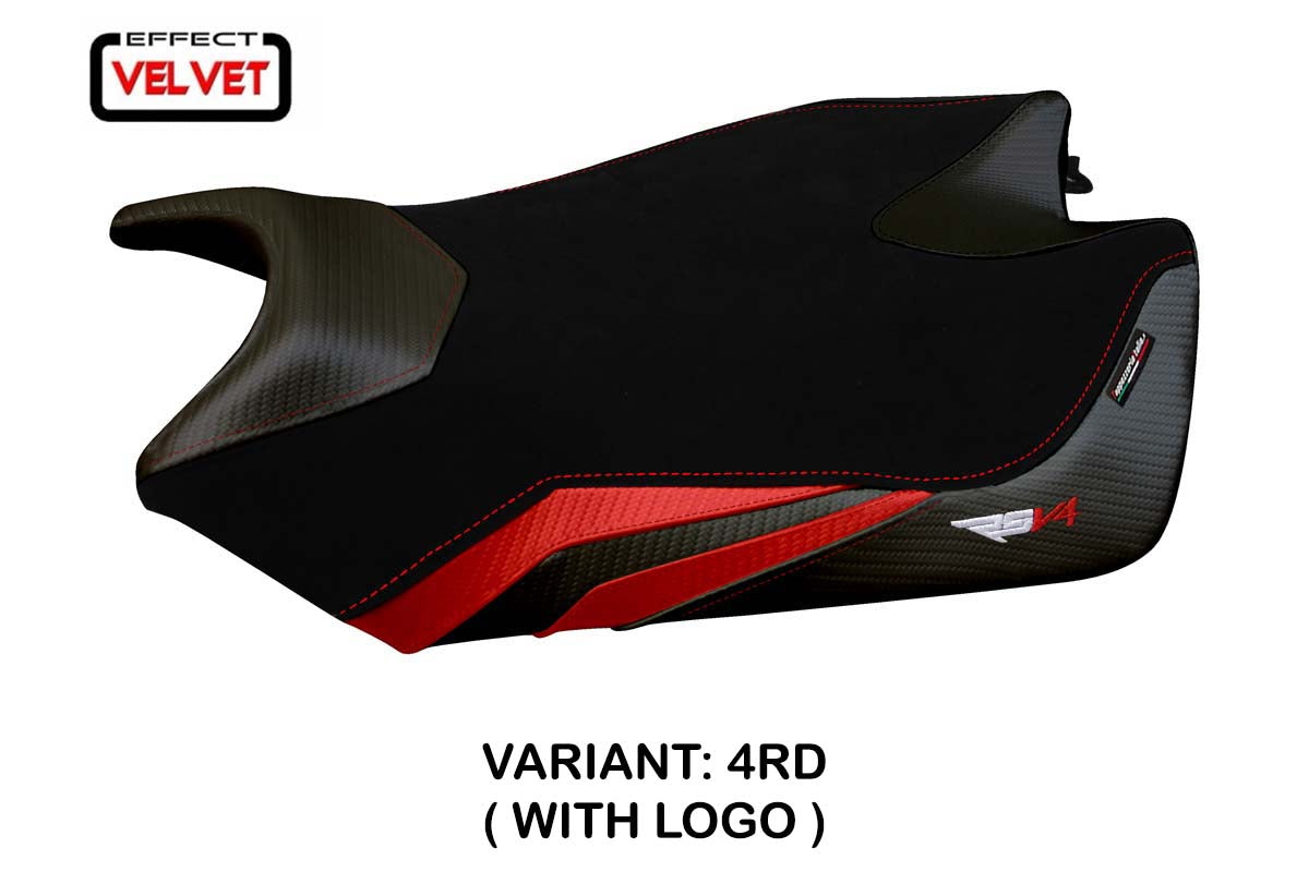 Aprilia RSV4 2009-2020 Seat Cover Tappezzeria Italia in Velvet Red and Black