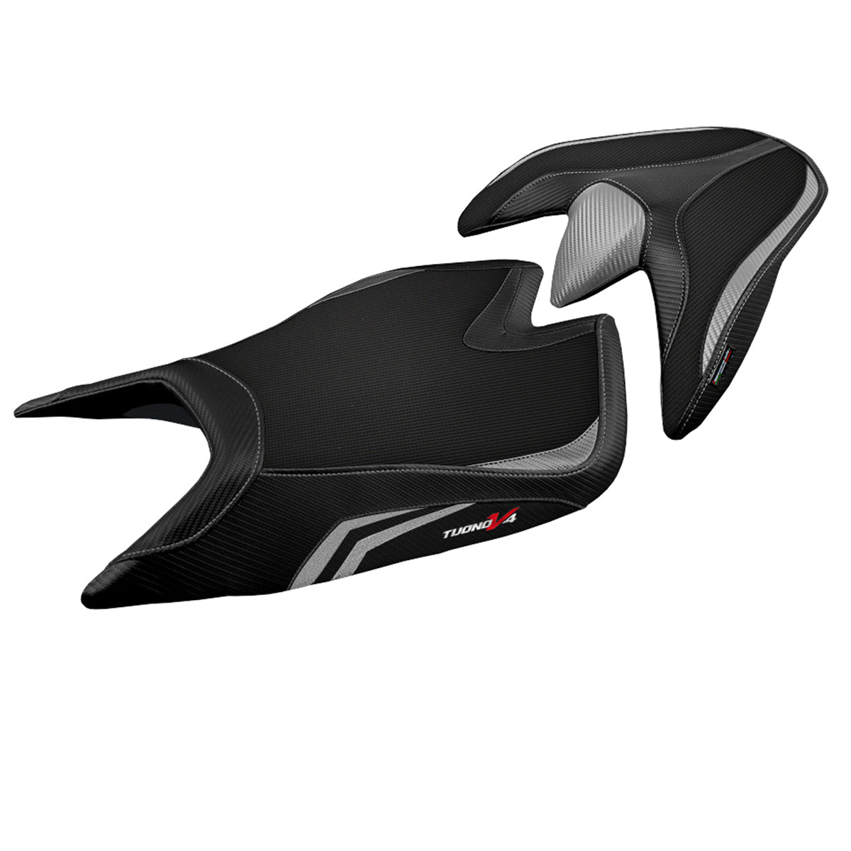 Aprilia Tuono V4 2021-2025 Seat Cover Tappezzeria Italia in Silver and Black