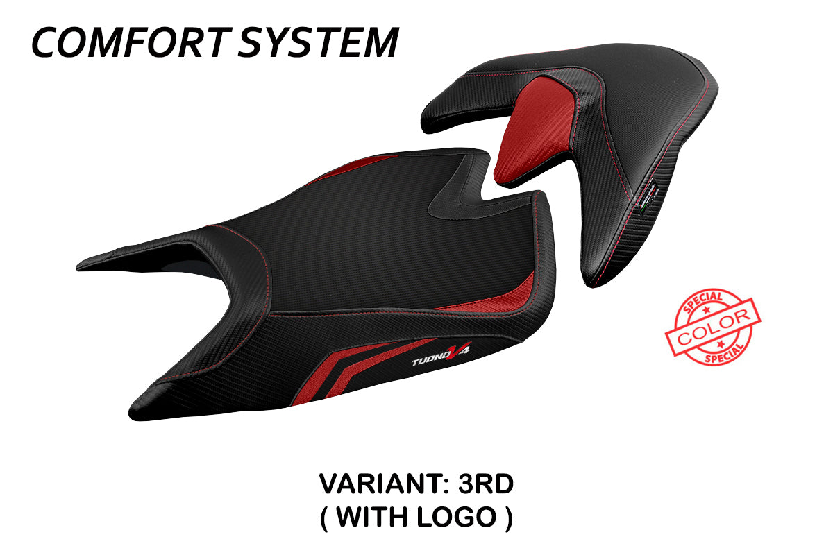 Aprilia Tuono V4 2021-2025 Seat Cover Tappezzeria Italia Comfort in Red and Black