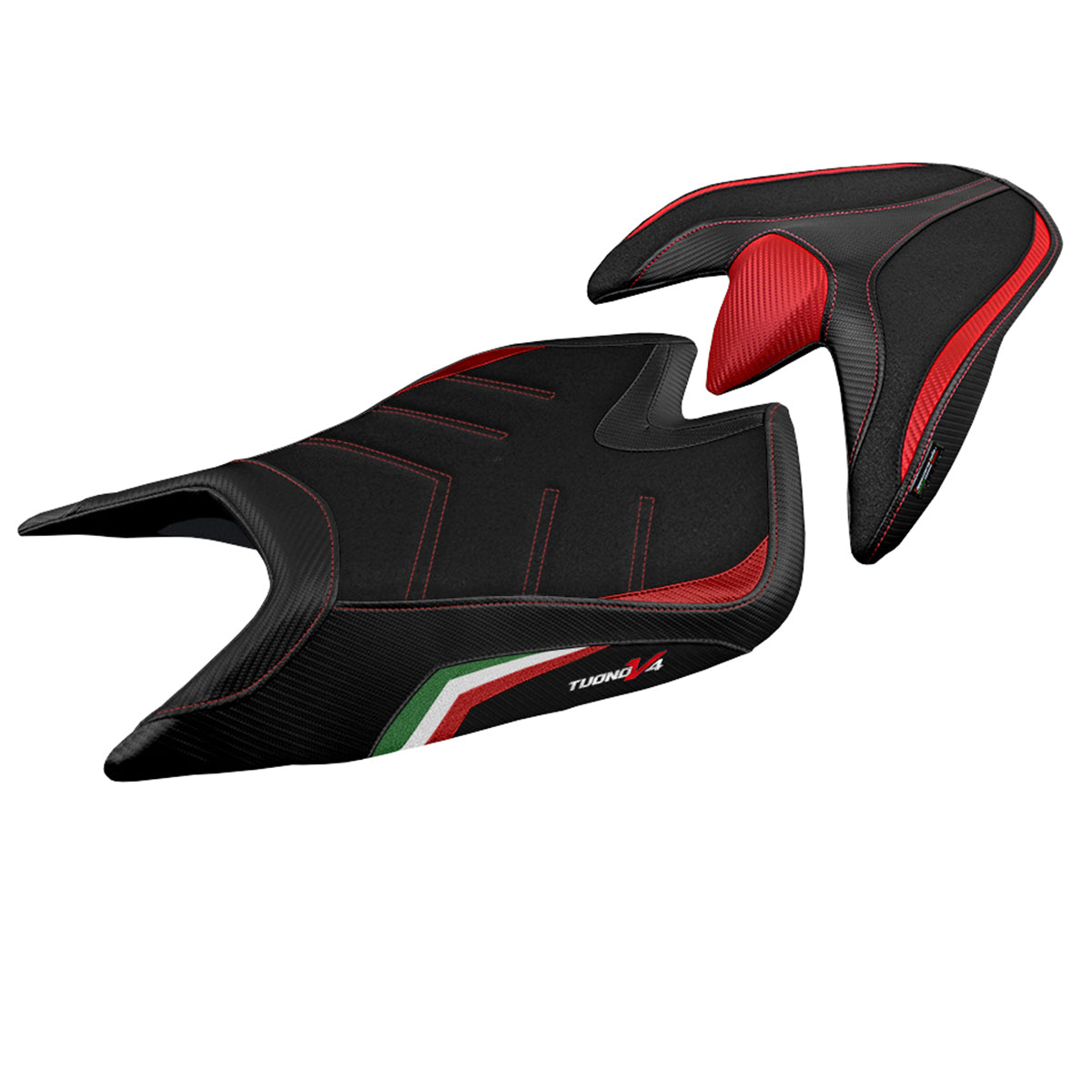 Aprilia Tuono V4 2021-2025 Seat Cover Tappezzeria Italia Ultragrip in with Italy Flag Black