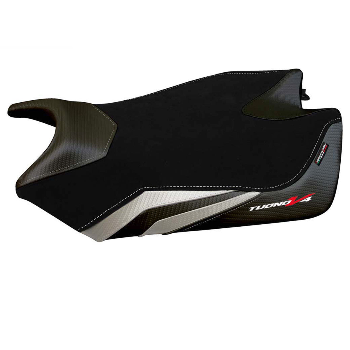 Aprilia Tuono V4 2011-2020 Seat Cover Tappezzeria Italia in Velvet White and Black