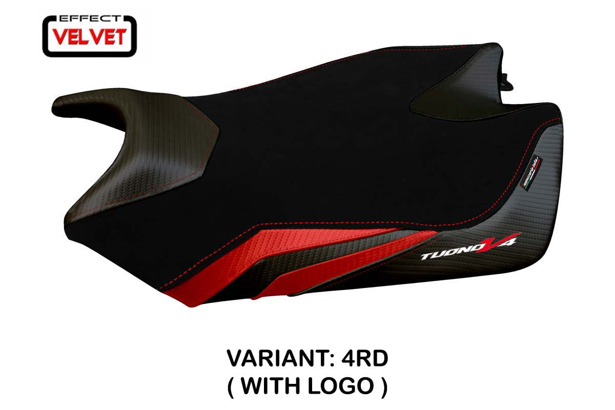 Aprilia Tuono V4 2011-2020 Seat Cover Tappezzeria Italia in Velvet Red and Black