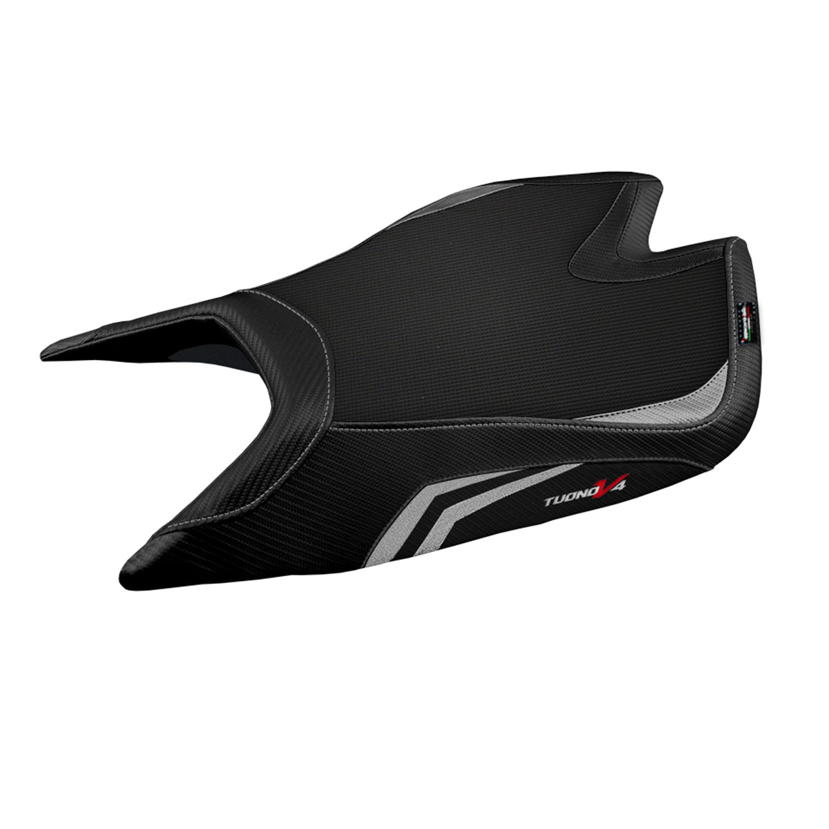 Aprilia Tuono V4 Factory 2021-2025 Seat Cover Tappezzeria Italia in Silver and Black