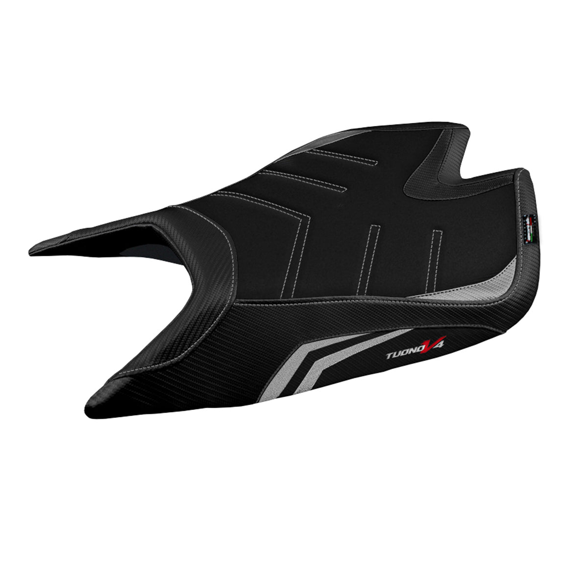 Aprilia Tuono V4 Factory 2021-2025 Seat Cover Tappezzeria Italia Ultragrip in Silver and Black