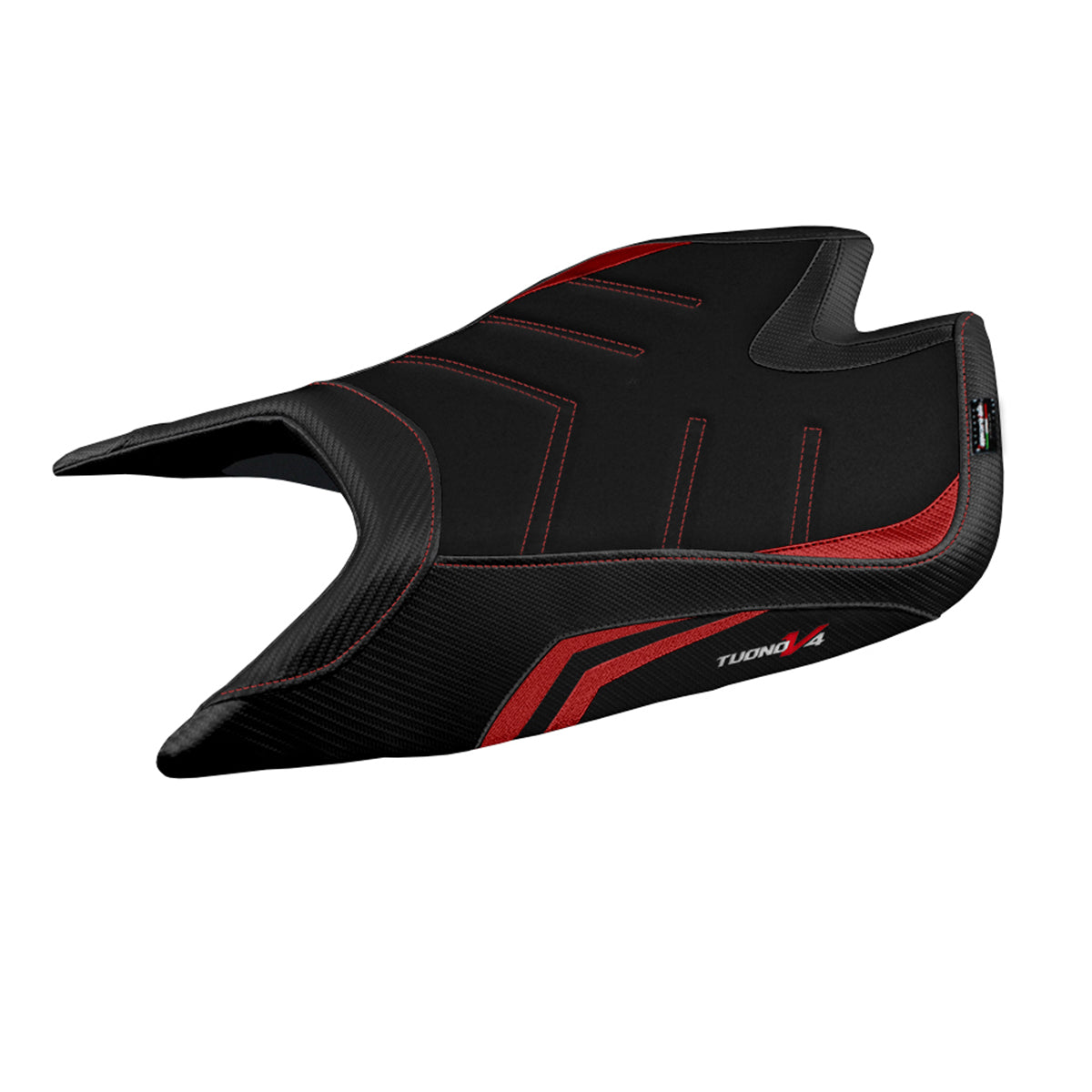 Aprilia Tuono V4 Factory 2021-2025 Seat Cover Tappezzeria Italia Ultragrip in Red and Black