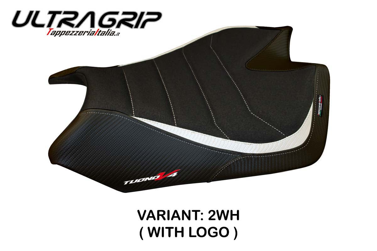 Aprilia Tuono V4 2011-2020 Seat Cover Tappezzeria Italia Ultragrip in White and Black