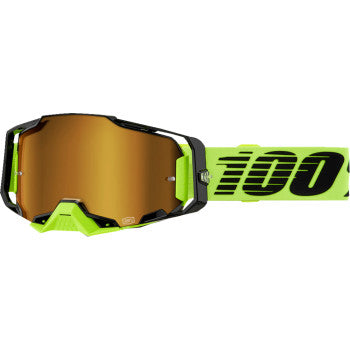 100% Armega Goggles - Neon Yellow - Gold Mirror 50005-00032