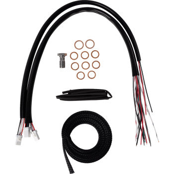 LA CHOPPERS Handlebar Cable/Brake Line Kit - Complete - 15" - 17" Handlebars - Black Vinyl Glide LA-8059KT2-16B