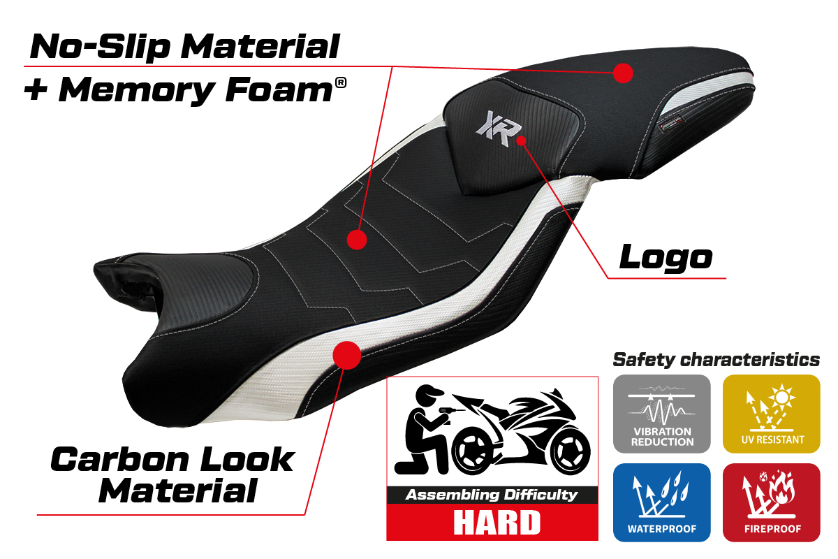 BMW S1000XR 2015-2019 Seat Cover Tappezzeria Italia Comfort in White and Black